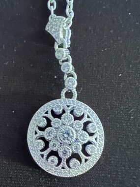 Judith Ripka Estate Necklace W/ Diamonique Stones in Chain and Enhancer